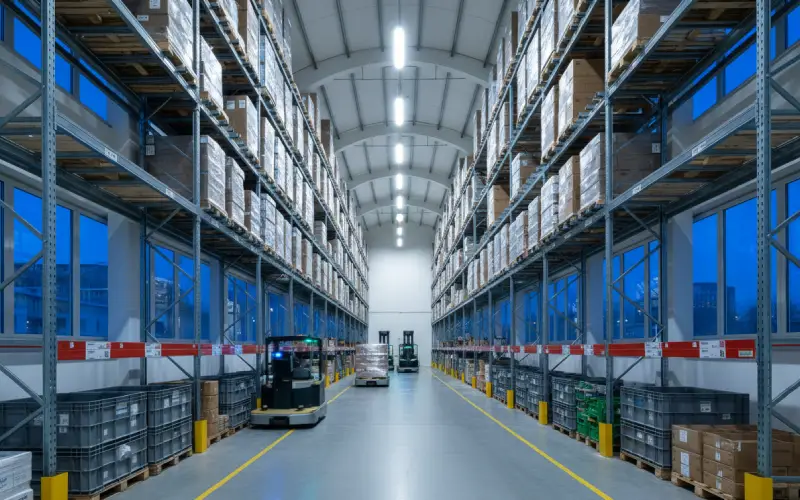 Secure industrial warehousing and inventory management facility located in Abu Dhabi.